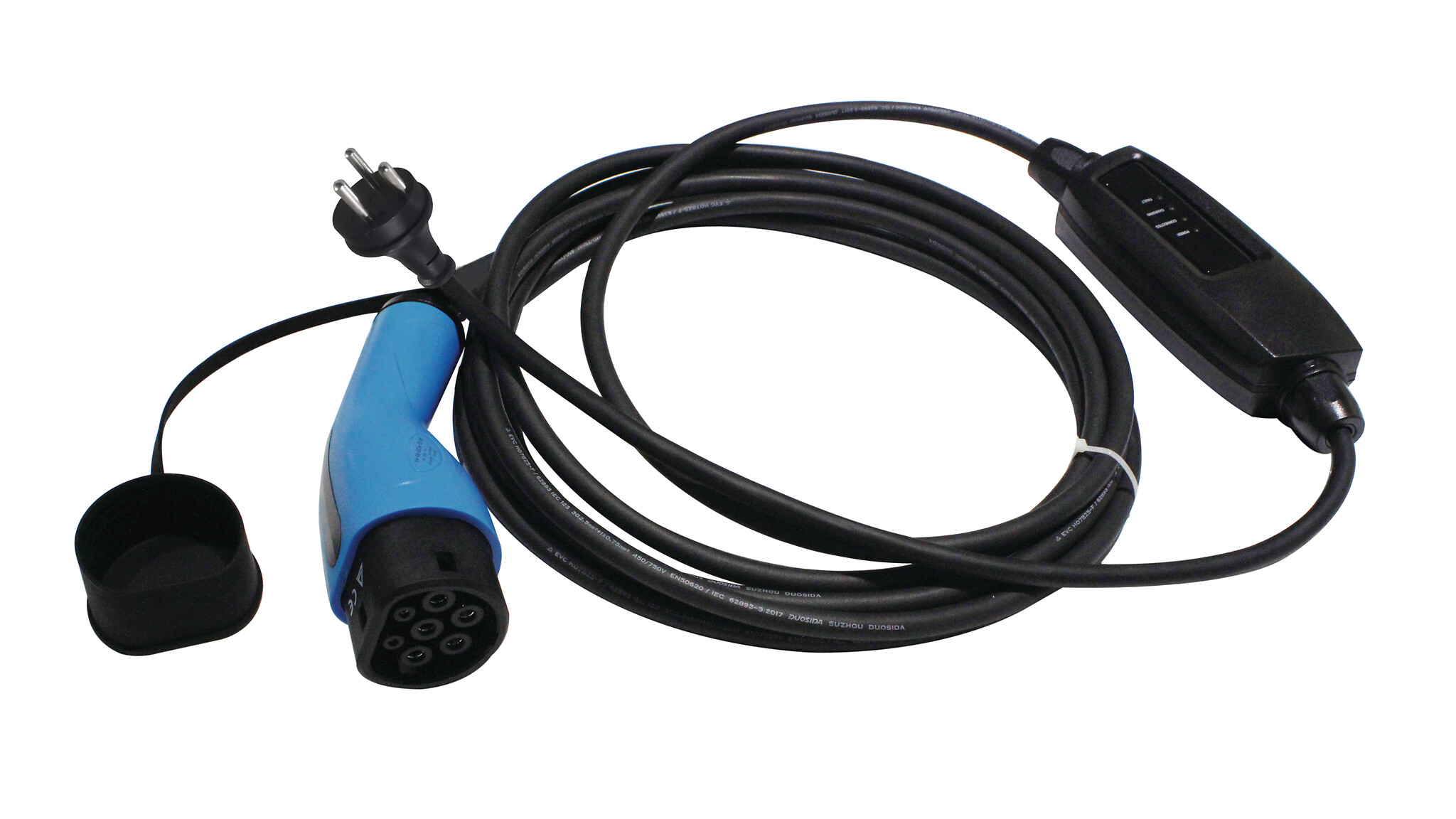 Câble de recharge sur prise domestique T2-K 6.5m 2.3kW (monophasé 6A)