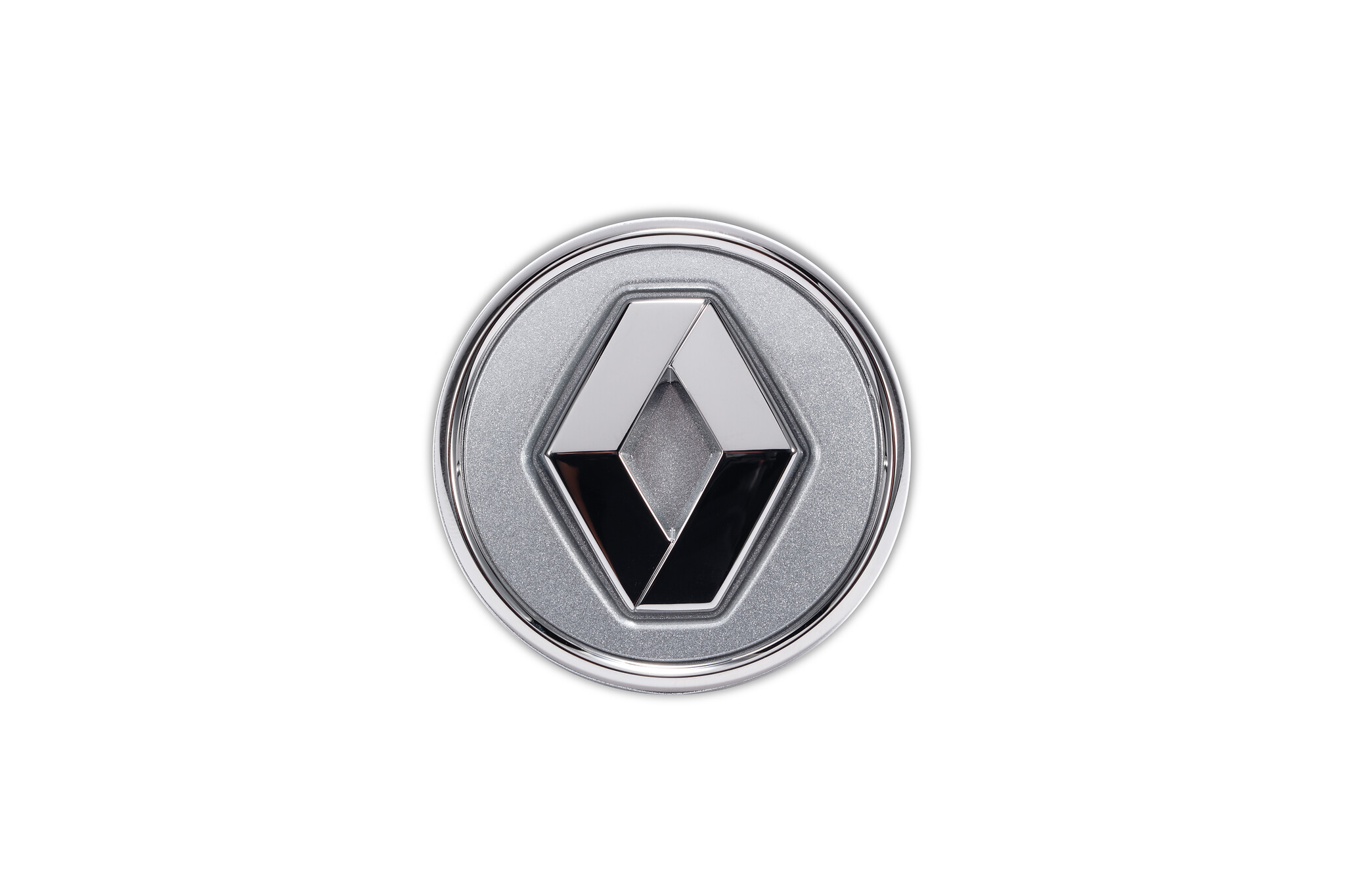 Cabochon Renault gris métal clair cerclage chrome